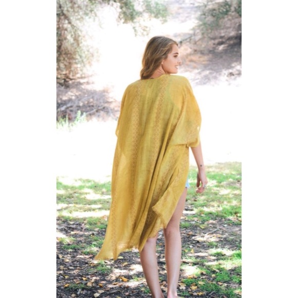 🍁 Bohemian Mustard Kimono One Size 🍁 - Picture 3 of 3